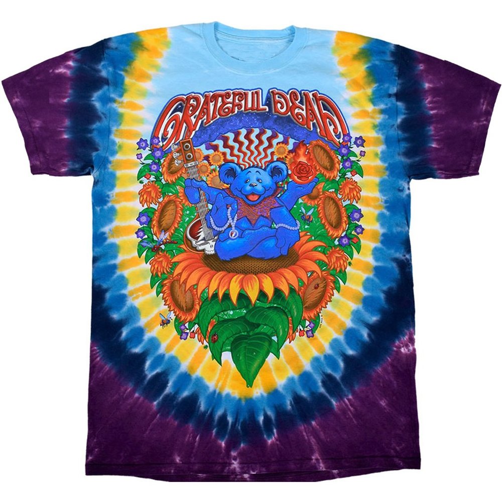 Grateful Dead Tie-Dye Short Sleeve Tee - Blue, Purple, Yellow, Orange, Green